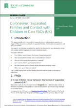 Coronavirus: Separated Families and Contact with Children in Care FAQs (UK): (Briefing Paper Number CBP 8901)